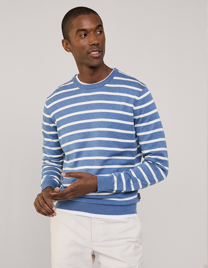Gestreepte Crewneck Trui van Katoen en Zijde  