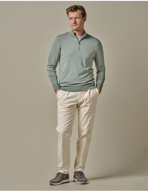 Groene Luxury Basic Half-Zip Trui  
