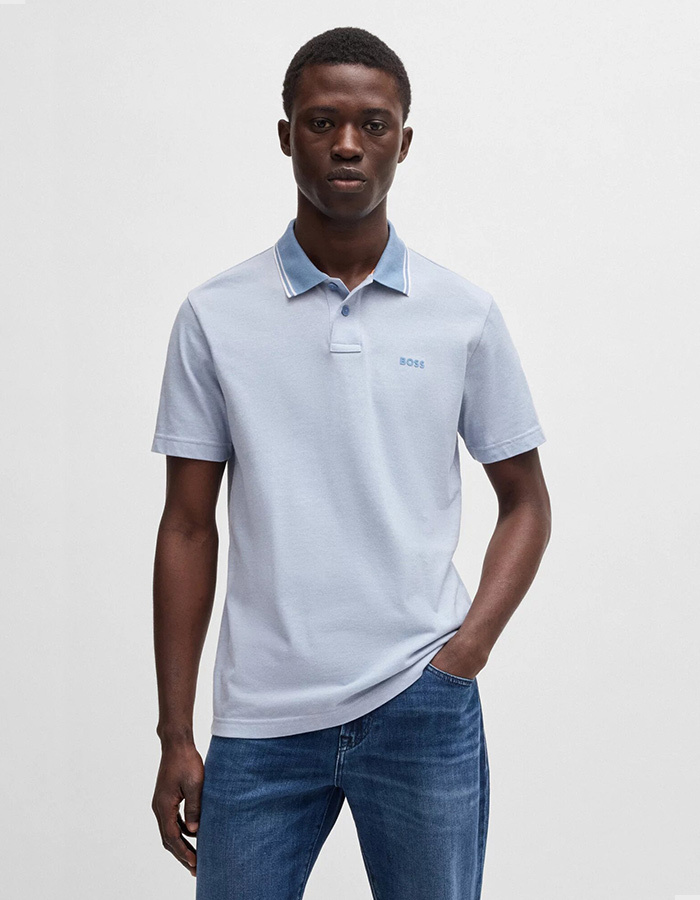 Polo van Oxfordkatoen met Piquéstructuur en Logoprint  
