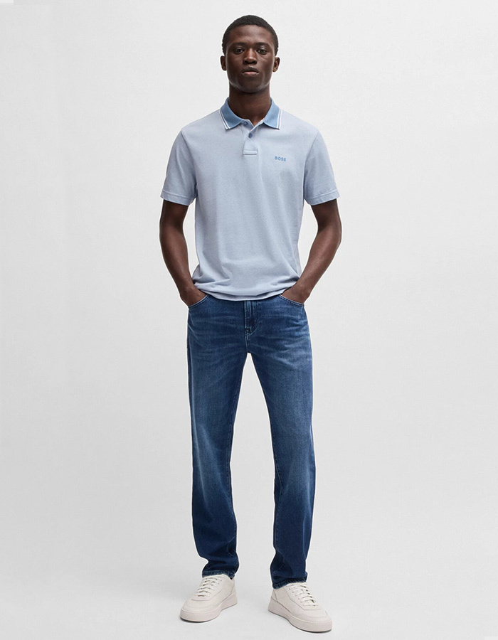 Polo van Oxfordkatoen met Piquéstructuur en Logoprint  