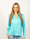 Due Amanti lange mouw bloes turquoise