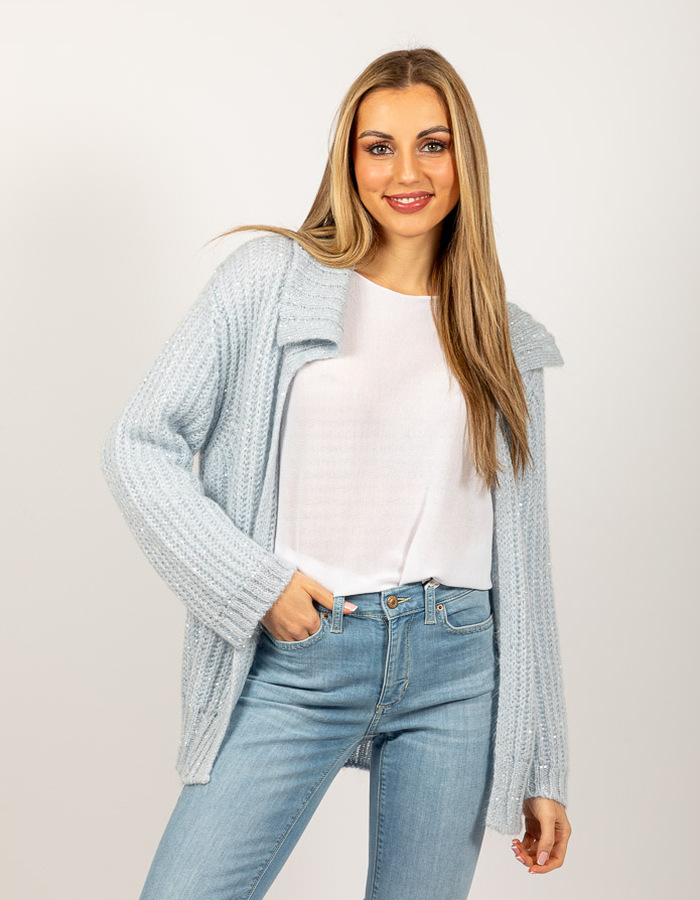 Due Amanti lange mouw gilet blauw