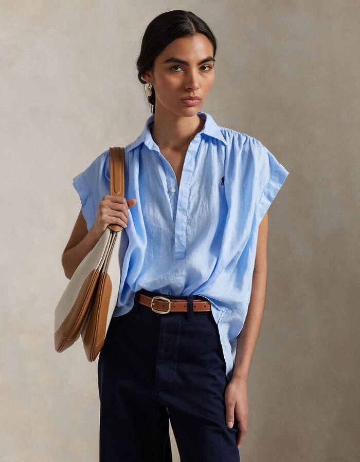 Ralph Lauren Dames korte mouw bloes blauw