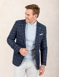 Slim Fit Colbert van Virgin Wol, Katoen en Linnen  