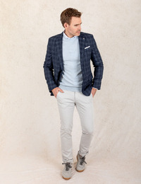 Slim Fit Colbert van Virgin Wol, Katoen en Linnen  