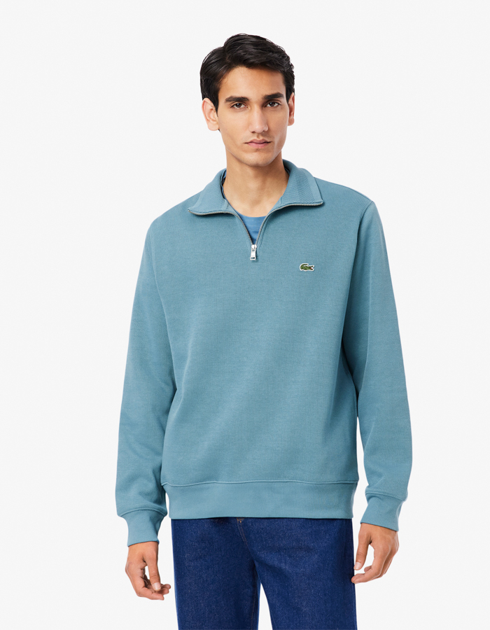 Interlock Sweatshirt met Rits en Hoge Hals  