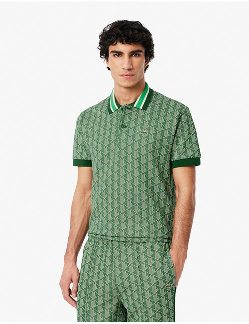 Classic Fit Monogram Jacquard Polohemd  