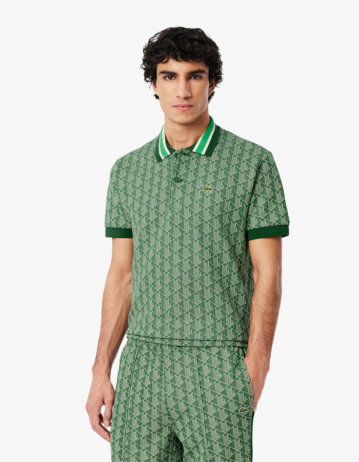 Classic Fit Monogram Jacquard Polohemd  