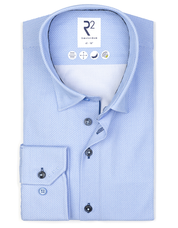 R2 modern fit hemd blauw