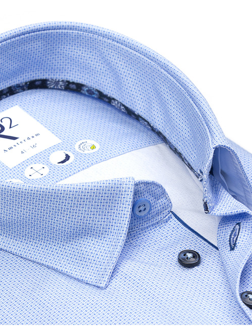 R2 modern fit hemd blauw