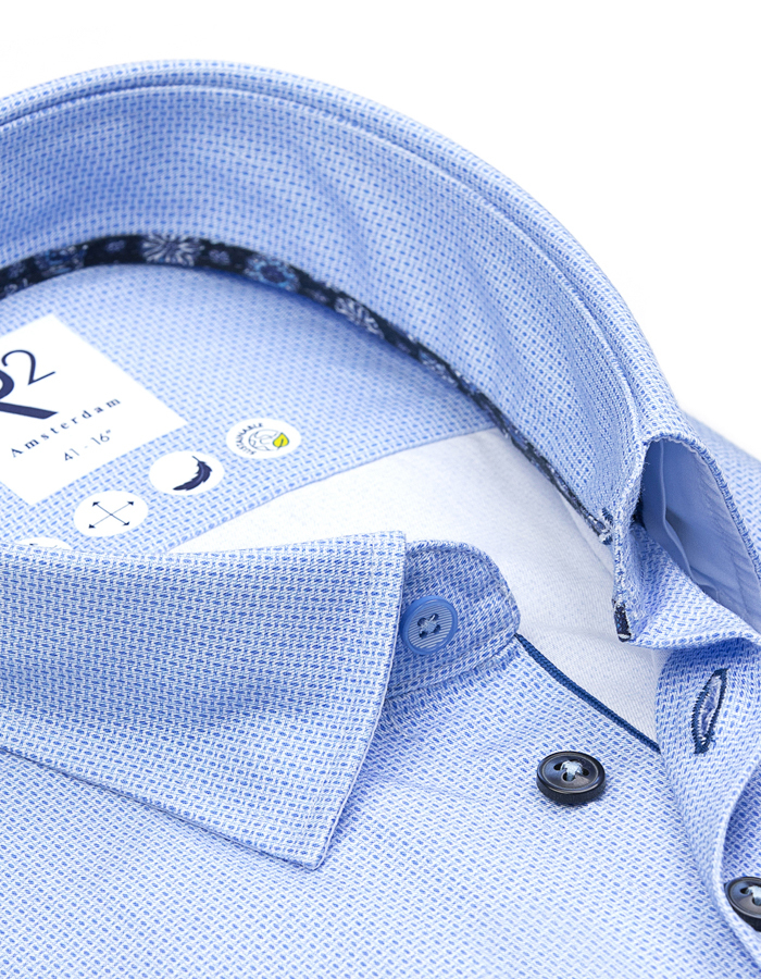 R2 modern fit hemd blauw