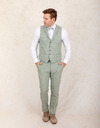 Slim Fit Linnen Kostuumbroek – Saliegroen  