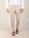 Slim Fit Linnen Kostuumbroek – Beige  