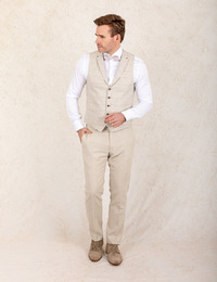 Slim Fit Linnen Gilet – Beige  