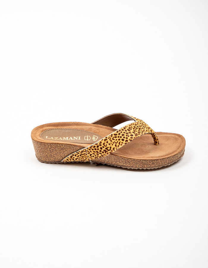 Lazamani slipper wedge leopard