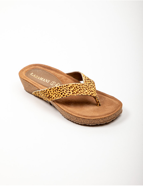 Lazamani slipper wedge leopard