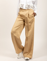 Twinset broek met elatische band beige