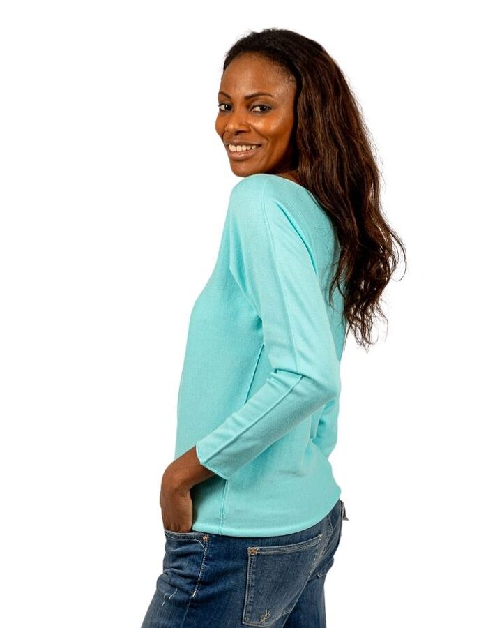 Due Amanti lange mouw pull turquoise