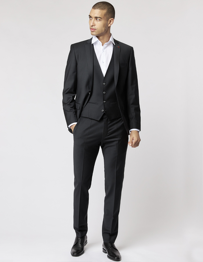 Kostuumvest Slim Fit 5038 Bi-Stretch Zwart  