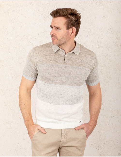 Slim fit polo in 100 procent linnen  