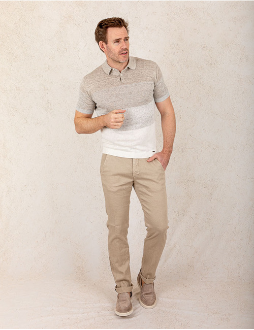 Slim fit polo in 100 procent linnen  