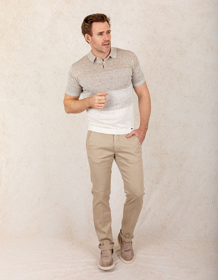 Slim fit polo in 100 procent linnen  
