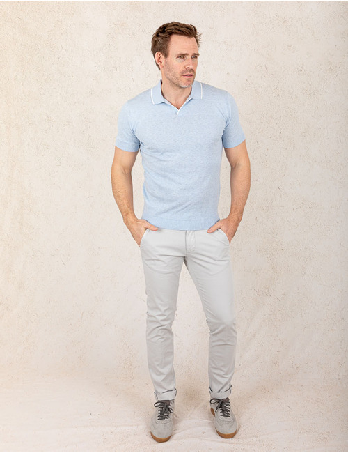 Slim fit polo in katoen-linnen mix  