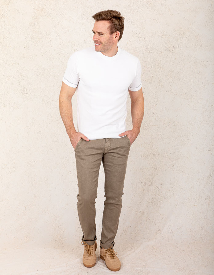 Standard fit T-shirt in katoen-zijde mix  