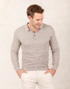 Slim fit gebreide katoenen polo met lange mouwen  