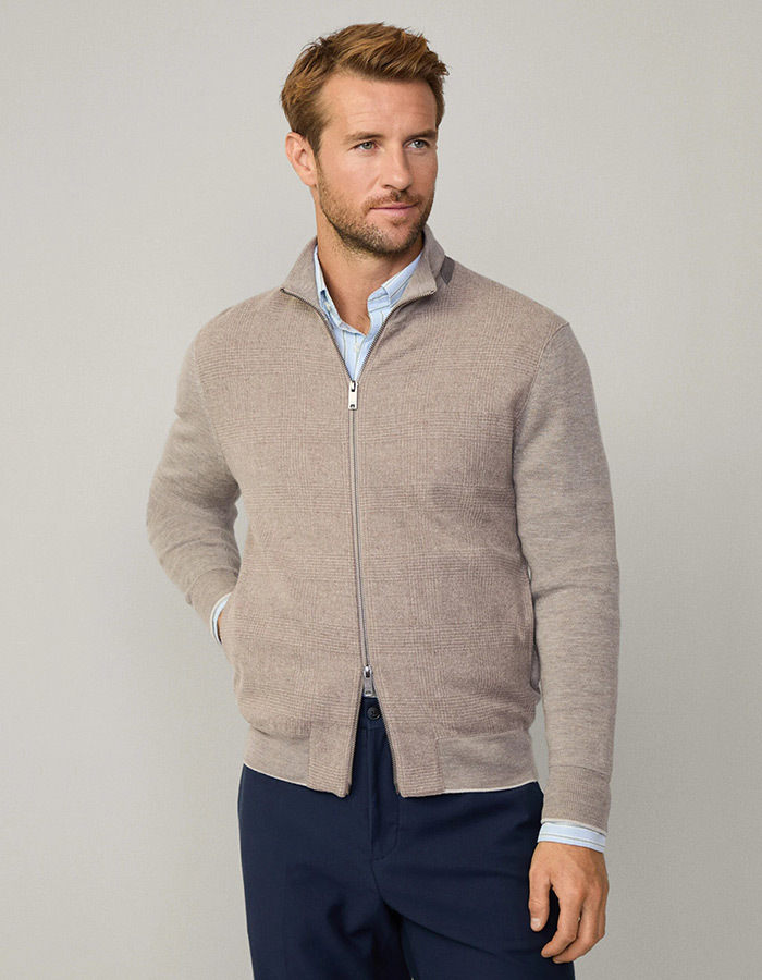 Merino wollen gebreid hybride vest – pebble beige  