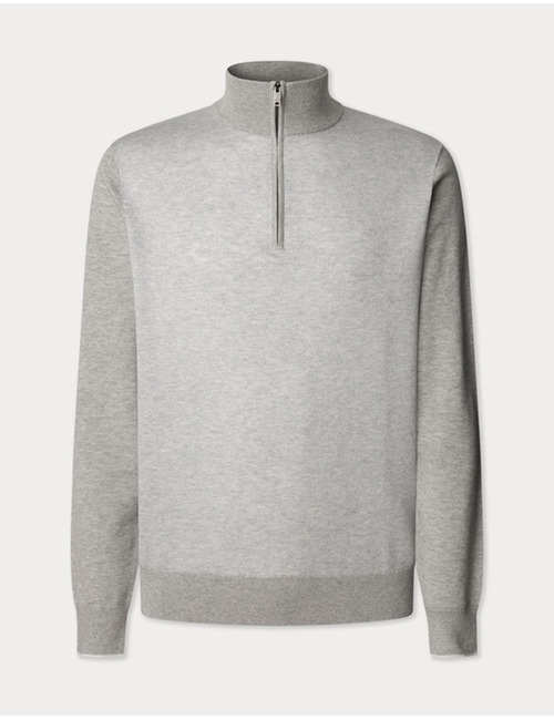 Diagonal jacquard half-zip trui 