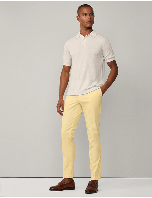 Regular fit Gebreide poloshirt- Light Beige 