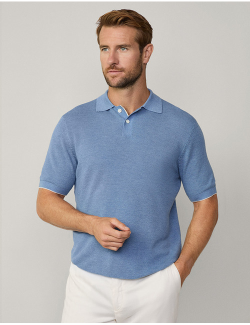Regular fit Gebreide poloshirt  – ice blue  