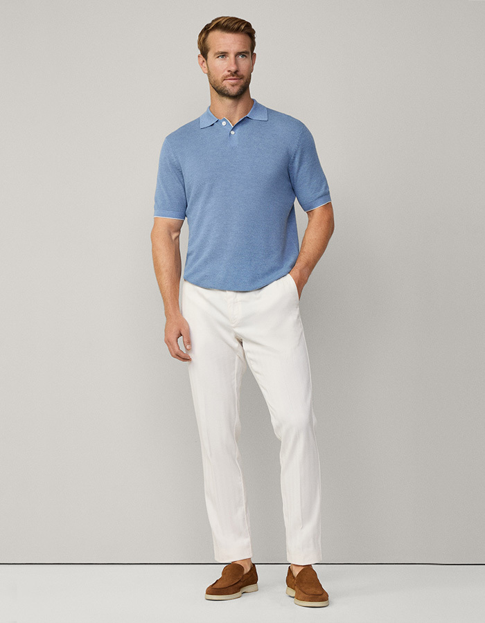 Regular fit Gebreide poloshirt  – ice blue  