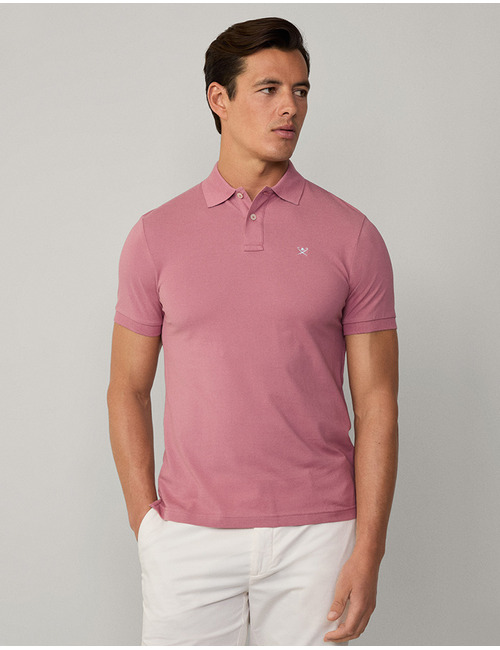 Slim fit piqué poloshirt met korte mouwen – crushed berry red  