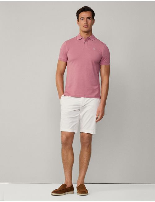 Slim fit piqué poloshirt met korte mouwen – crushed berry red  