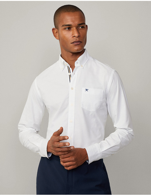 Tailored fit Oxford overhemd met multi-trim – optic white  
