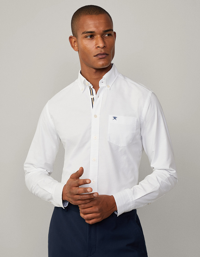Tailored fit Oxford overhemd met multi-trim – optic white  