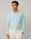 Tailored fit linnen Bengal-streep overhemd – spearmint green  