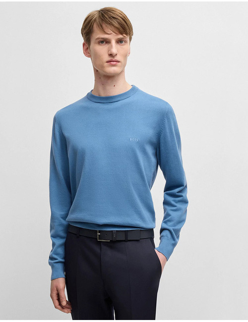 Regular Fit Katoenen trui met logostiksel  