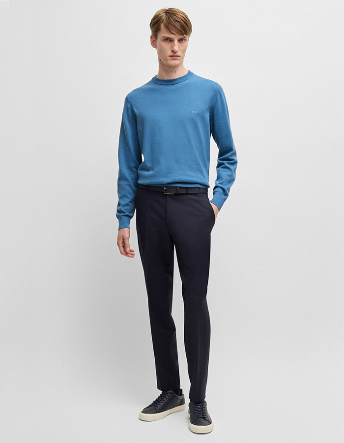 Regular Fit Katoenen trui met logostiksel  