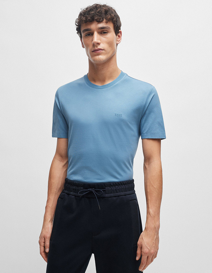 T-shirt van katoenen jersey met rubberen logoprint 
