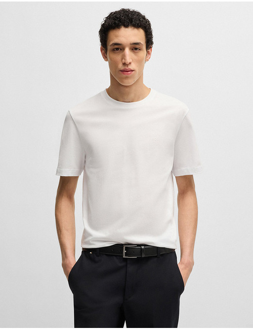 T-shirt van katoenen jersey met rubberen logoprint 