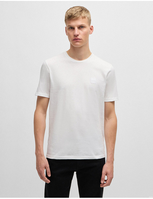 T-shirt van katoenen jersey met logopatch  