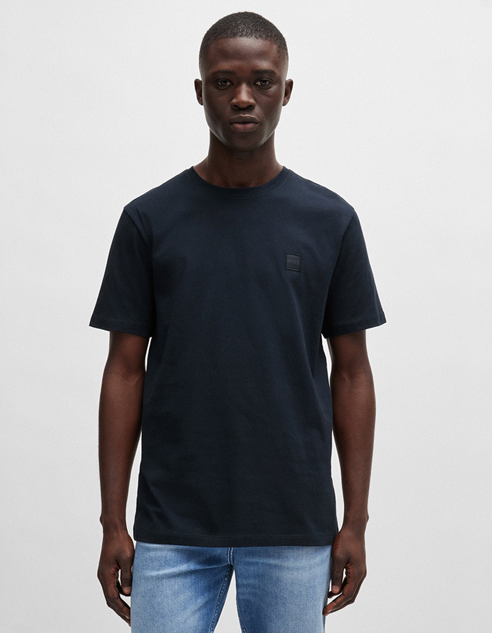 T-shirt van katoenen jersey met logopatch  