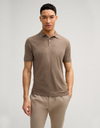 Maliosor Gebreid Polo Shirt in Bruin – Modern Fit  
