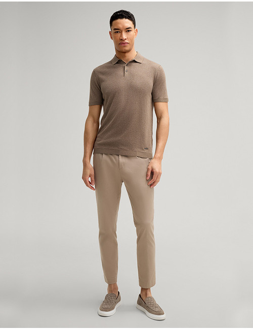 Maliosor Gebreid Polo Shirt in Bruin – Modern Fit  