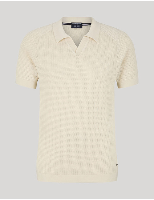Magno Gebreid Polo Shirt in Off-white – Modern Fit  