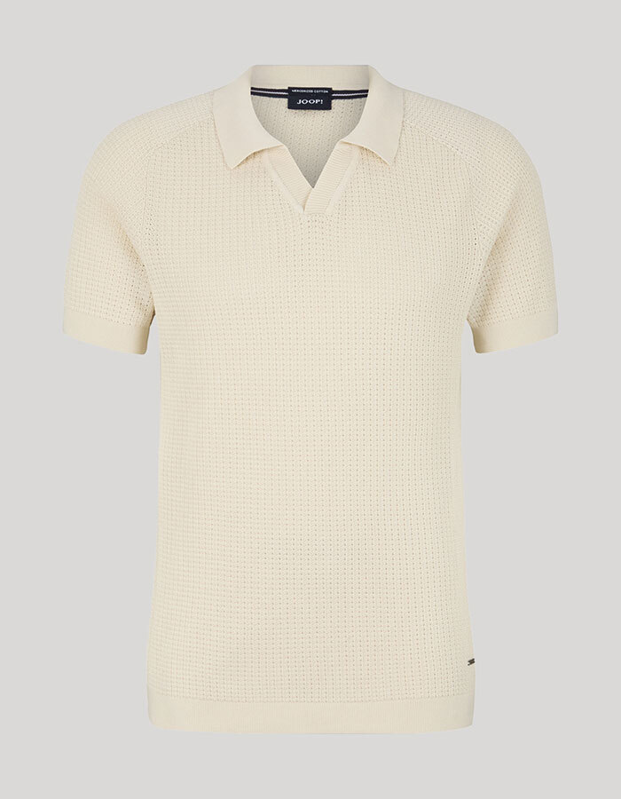 Magno Gebreid Polo Shirt in Off-white – Modern Fit  