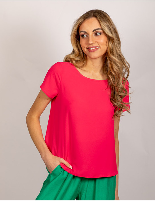 Rinascimento korte mouw bloes fuschia